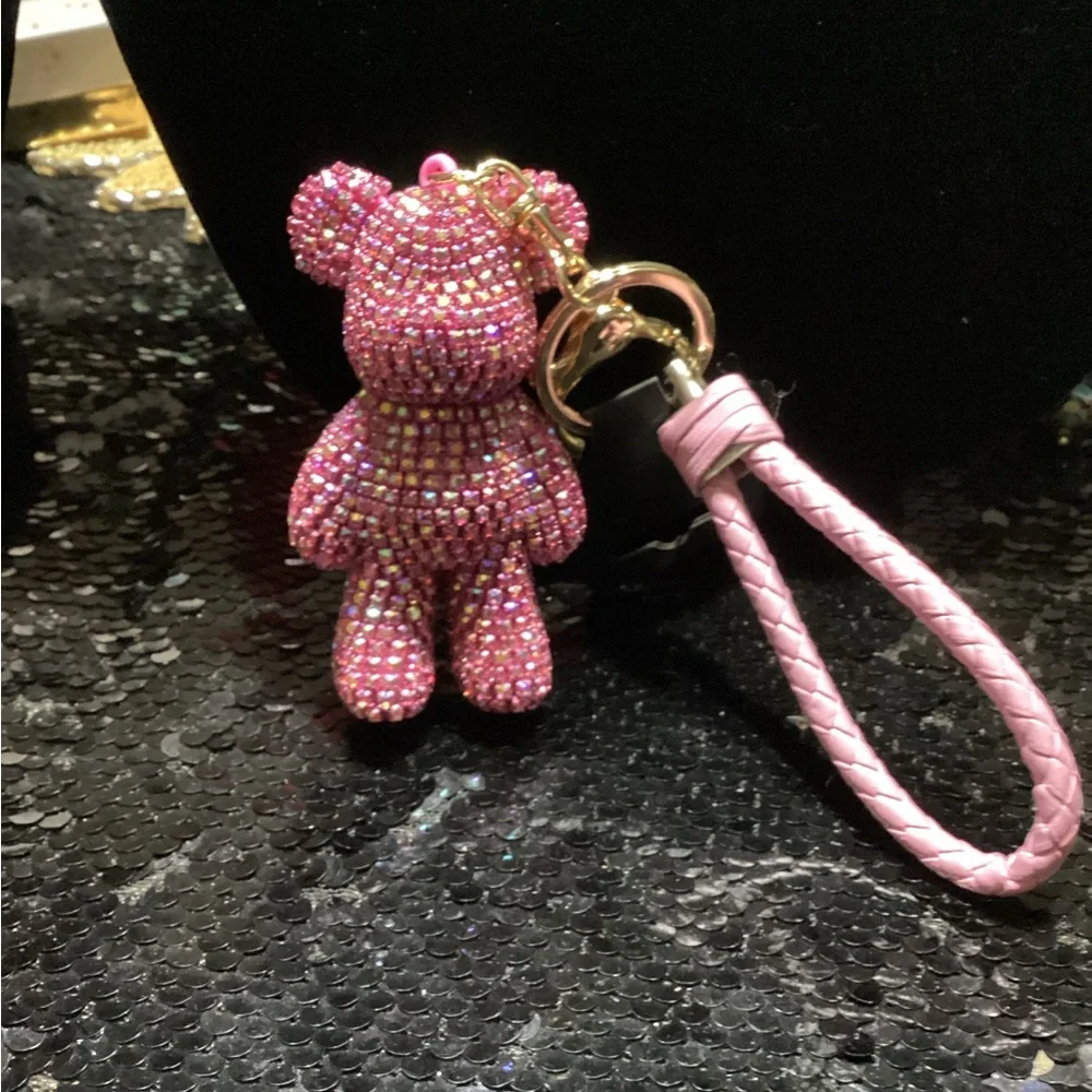 Pink Rhinestone Bear Bag/Key Charm